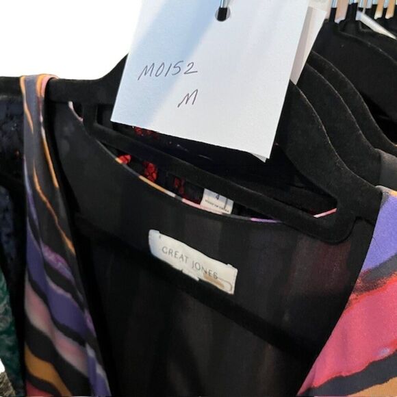 Great Jones Vibrant Orchid Wrap Dress Midi Layered Orange Purple Pink Medium - Picture 13 of 13